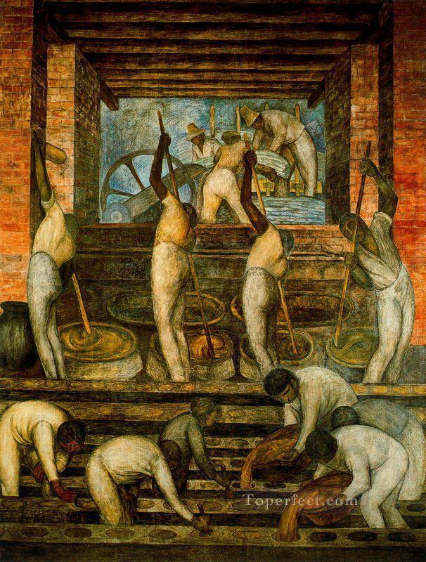 the sugar mill 1923 Diego Rivera Oil Paintings